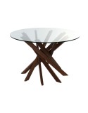 Mesa de Jantar DKD Home Decor Cristal Castanho Transparente Nogueira 120 x 120 x 76 cm