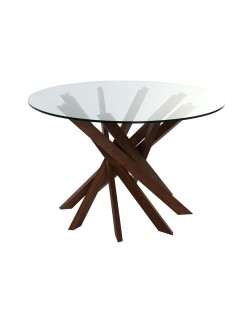 Mesa de Jantar DKD Home Decor Cristal Castanho Transparente Nogueira 120 x 120 x 76 cm