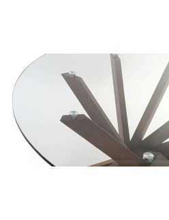 Mesa de Jantar DKD Home Decor Cristal Castanho Transparente Nogueira 120 x 120 x 76 cm