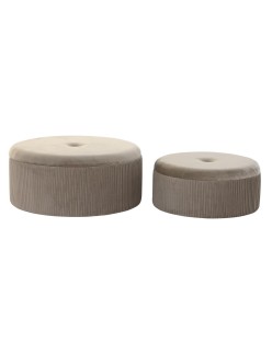 Repousa pés DKD Home Decor 70 x 70 x 32 cm 70 x 70 x 28 cm Veludo Cinzento claro Madeira MDF