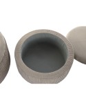 Repousa pés DKD Home Decor 70 x 70 x 32 cm 70 x 70 x 28 cm Veludo Cinzento claro Madeira MDF