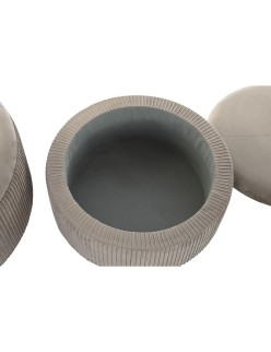 Repousa pés DKD Home Decor 70 x 70 x 32 cm 70 x 70 x 28 cm Veludo Cinzento claro Madeira MDF