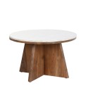 Mesa de Centro DKD Home Decor Mármore Acácia (70 x 70 x 43 cm)