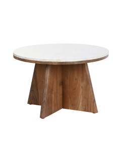 Mesa de Centro DKD Home Decor Mármore Acácia (70 x 70 x 43 cm)