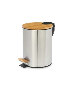 Papeleira com Pedal Berilo B0353S-3L Castanho Prateado Bambu Aço inoxidável 3 L (6 Unidades)