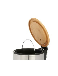 Papeleira com Pedal Berilo B0353S-3L Castanho Prateado Bambu Aço inoxidável 3 L (6 Unidades)