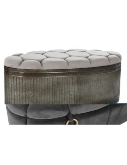 Banqueta DKD Home Decor Cinzento Metal (Recondicionado A)