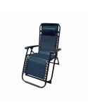 Marbueno Espreguiçadeira Dobrável Aço com Almofada Jardim e Piscina 90X66X108 cm Gravidade Zero Azul Escuro 10011