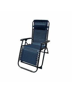 Marbueno Espreguiçadeira Dobrável Aço com Almofada Jardim e Piscina 90X66X108 cm Gravidade Zero Azul Escuro 10011