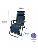 Marbueno Sedia a Sdraio Pieghevole in Acciaio con Cuscino Giardino e Piscina 90X66X108 cm Gravità Zero Blu Scuro 10011