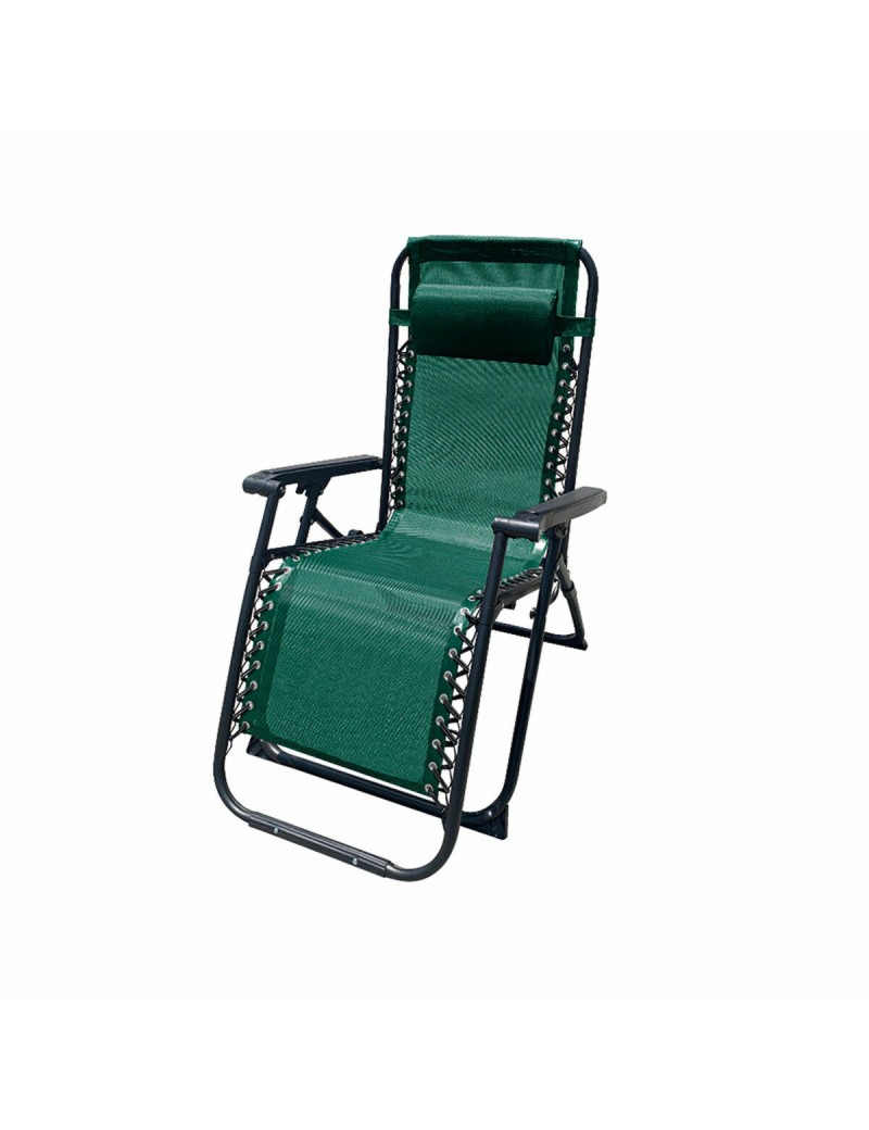 Marbueno Espreguiçadeira Dobrável Aço Com Almofada Jardim e Piscina 90X66X108 cm Gravidade Zero Verde 10008