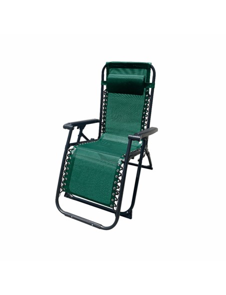 Marbueno Espreguiçadeira Dobrável Aço Com Almofada Jardim e Piscina 90X66X108 cm Gravidade Zero Verde 10008