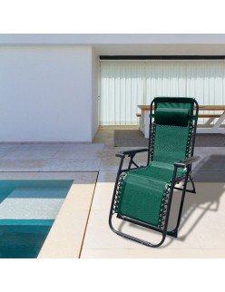Marbueno Espreguiçadeira Dobrável Aço Com Almofada Jardim e Piscina 90X66X108 cm Gravidade Zero Verde 10008