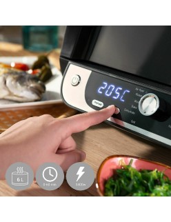 Friteuse à Air avec Gril, Accessoires et Livre de Recettes InnovaGoods 3400 W Noir 6 L (Reconditionné A)