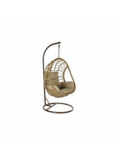 Poltrona de jardim DKD Home Decor Castanho 90 x 70 x 110 cm Bege Metal Rotim sintético (90 x 65 x 193 cm)