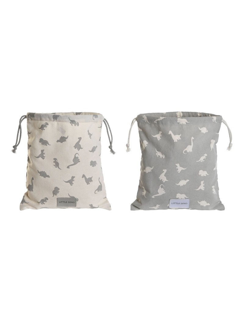 Child's Backpack Bag DKD Home Decor White Grey 24 x 2 x 26 cm (2 Units)