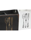 Cutlery basket Home ESPRIT White Black Fir wood 15 x 15 x 18 cm
