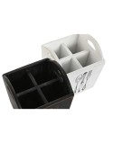 Panier à couverts Home ESPRIT Blanc Noir Bois d'épicéa 15 x 15 x 18 cm