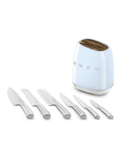 Set of Kitchen Knives and Stand Smeg KBSF02PB Blue Stainless steel