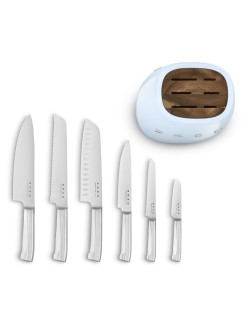 Set of Kitchen Knives and Stand Smeg KBSF02PB Blue Stainless steel