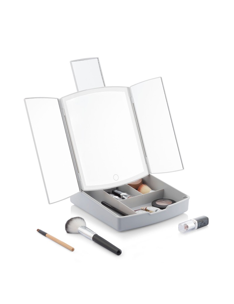 3-In-1 Folding LED Mirror with Make-up Organiser Panomir InnovaGoods Table-top stand (Refurbished C)