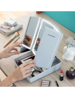 3-In-1 Folding LED Mirror with Make-up Organiser Panomir InnovaGoods Table-top stand (Refurbished C)