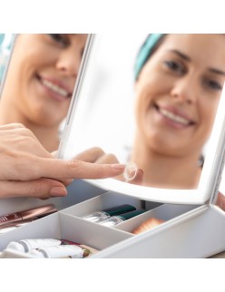 3-In-1 Folding LED Mirror with Make-up Organiser Panomir InnovaGoods Table-top stand (Refurbished C)