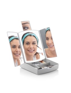 3-In-1 Folding LED Mirror with Make-up Organiser Panomir InnovaGoods Table-top stand (Refurbished C)