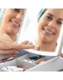3-In-1 Folding LED Mirror with Make-up Organiser Panomir InnovaGoods White (Refurbished B)