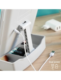 Espelho LED Dobrável com Organizador de Maquilhagem 3 em 1 Panomir InnovaGoods Branco (Recondicionado B)