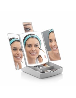 3-In-1 Folding LED Mirror with Make-up Organiser Panomir InnovaGoods White (Refurbished B)