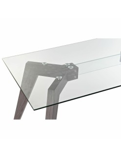 Mesa de Jantar DKD Home Decor Cristal Cinzento Transparente Madeira MDF (160 x 90 x 75 cm)