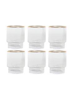 Set of glasses Home ESPRIT Transparent Golden Crystal 320 ml (6 Units)