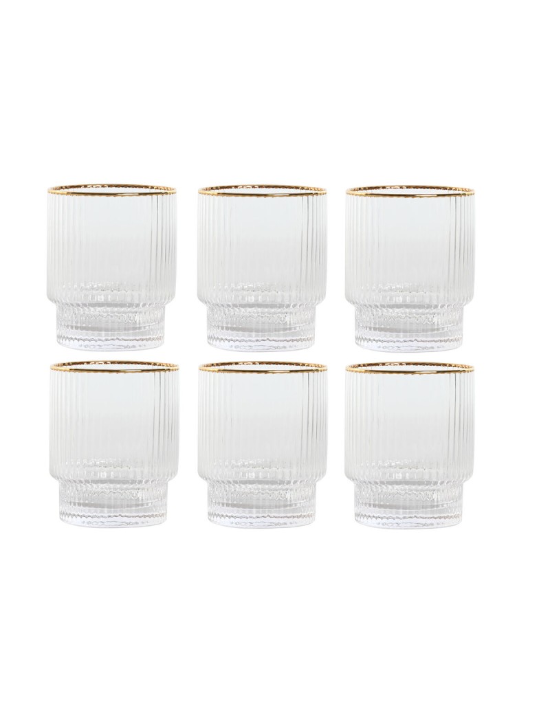 Set of glasses Home ESPRIT Transparent Golden Crystal 320 ml (6 Units)