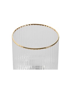 Set of glasses Home ESPRIT Transparent Golden Crystal 320 ml (6 Units)