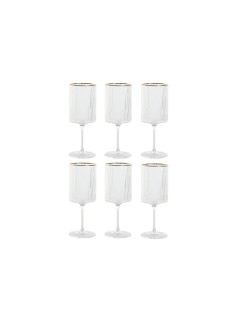 Set of glasses Home ESPRIT Transparent Golden Crystal 400 ml (6 Units)