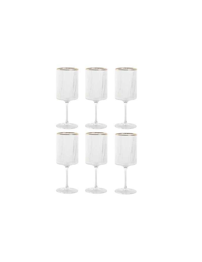 Set of glasses Home ESPRIT Transparent Golden Crystal 400 ml (6 Units)