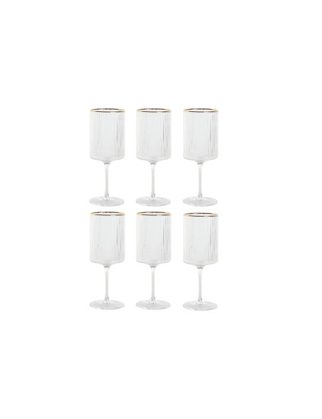 Set of glasses Home ESPRIT Transparent Golden Crystal 400 ml (6 Units)