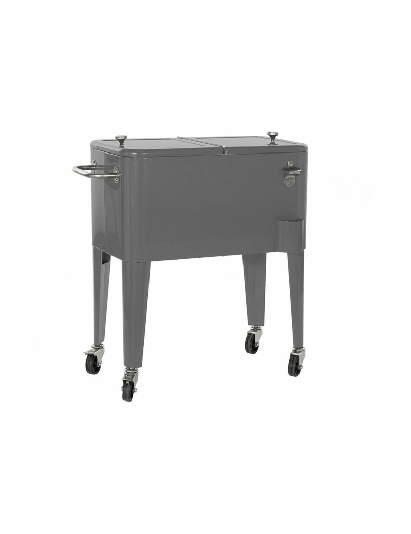 Frigo DKD Home Decor Avec des roues Gris Gris foncé Acier polypropylène 56 L 74 x 43 x 80 cm (74 x 43 x 80 cm)