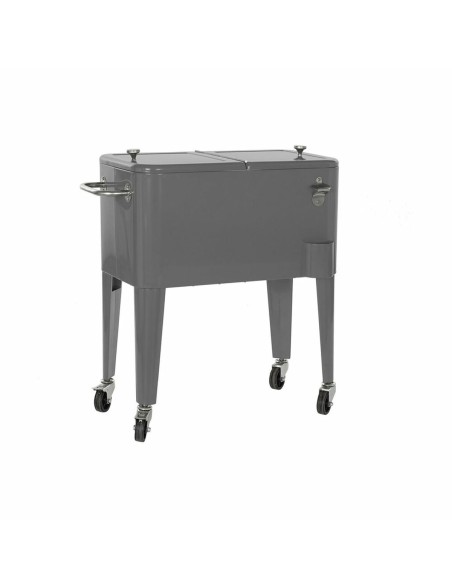 Fridge DKD Home Decor With wheels Grey Dark grey Steel polypropylene 56 L 74 x 43 x 80 cm (74 x 43 x 80 cm)