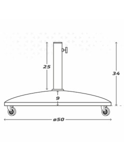 Base for beach umbrella Colorbaby 25 kg With wheels Black Steel Cement