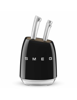 Set of Kitchen Knives and Stand Smeg KBSF02BL Black Stainless steel