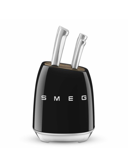 Set of Kitchen Knives and Stand Smeg KBSF02BL Black Stainless steel