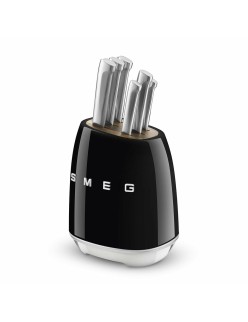 Set of Kitchen Knives and Stand Smeg KBSF02BL Black Stainless steel