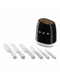 Set of Kitchen Knives and Stand Smeg KBSF02BL Black Stainless steel