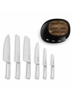 Set of Kitchen Knives and Stand Smeg KBSF02BL Black Stainless steel