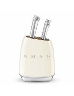 Set of Kitchen Knives and Stand Smeg KBSF02CR Cream Stainless steel