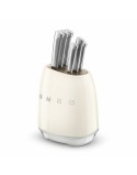 Set of Kitchen Knives and Stand Smeg KBSF02CR Cream Stainless steel