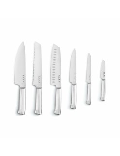 Set of Kitchen Knives and Stand Smeg KBSF02CR Cream Stainless steel