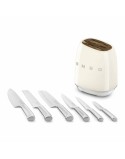 Set of Kitchen Knives and Stand Smeg KBSF02CR Cream Stainless steel